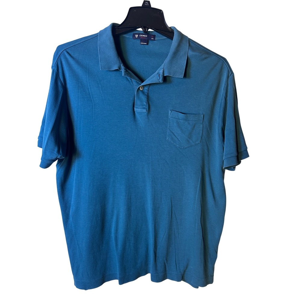 CREMIEUX Mens XL‎ Blue Classic Fit Pocket Polo Shirt Supima Cotton